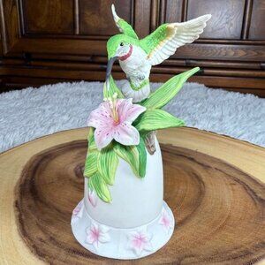 Vintage 1996 M. Bernini Seymour Mann Inc. Hummingbird Lily Porcelain Bell